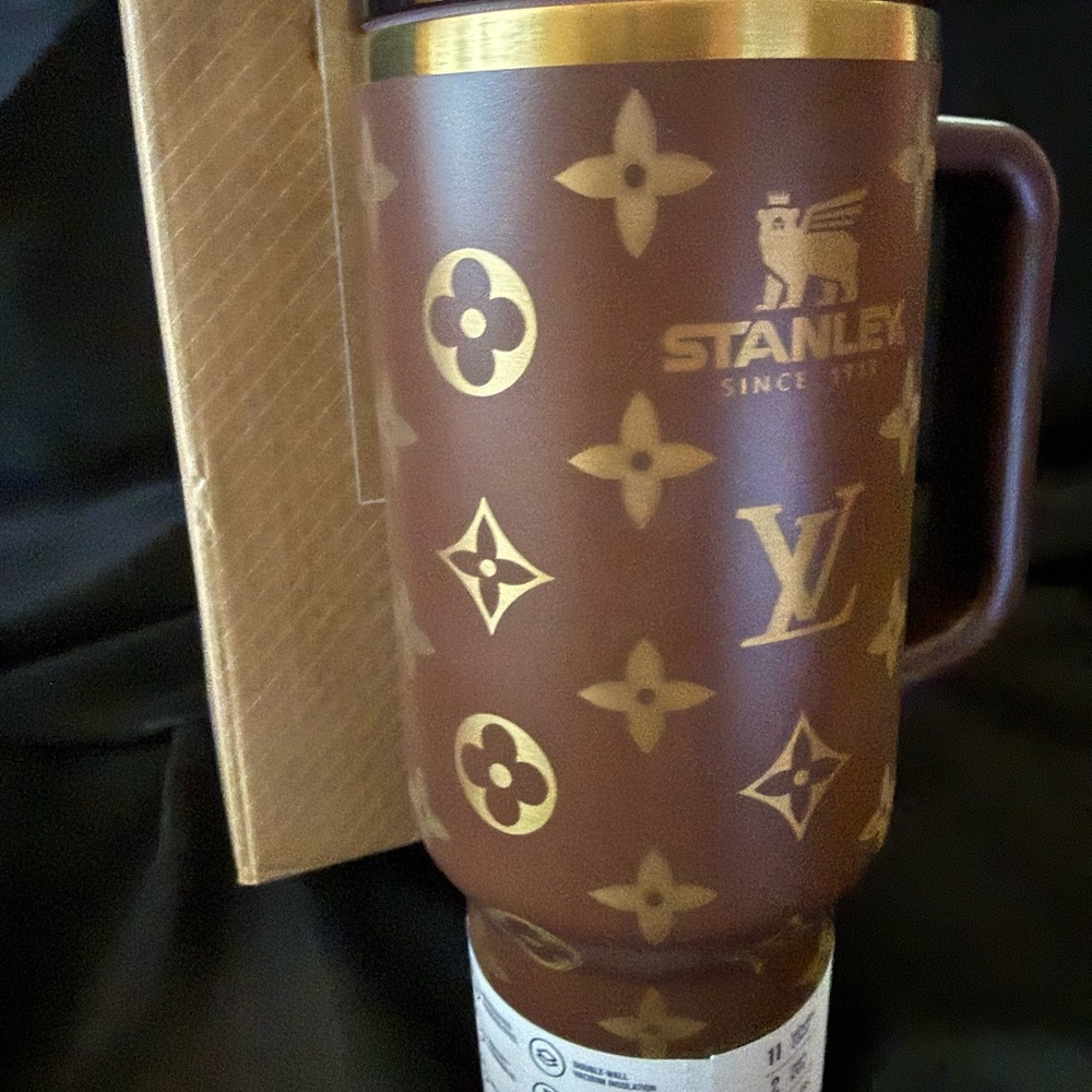 New 40oz Laser Engraved LV x Stanley Brown and Gold Travel Tumbler - Picture 3 of 6